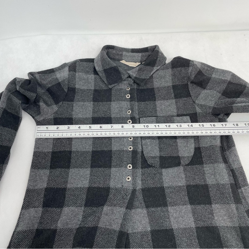 Soft Surroundings Women’s PXS  Fleece Top Roll Tab Sleeve plaid tunic top - Picture 4 of 8